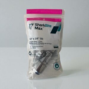 SharkBite Max 1/2 x 3/8 Inch Compression Straight Stop Valve Quarter Turn Push